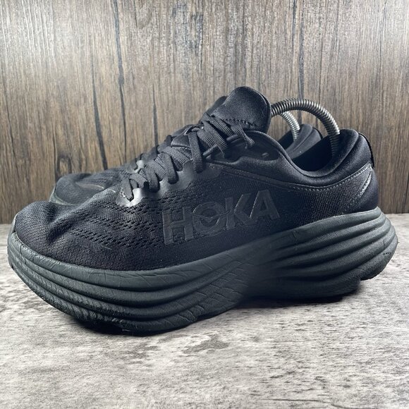 Hoka One One Bondi 8 Running Shoes Triple Black Men’s Sz 9.5 D Great Condition main image 4